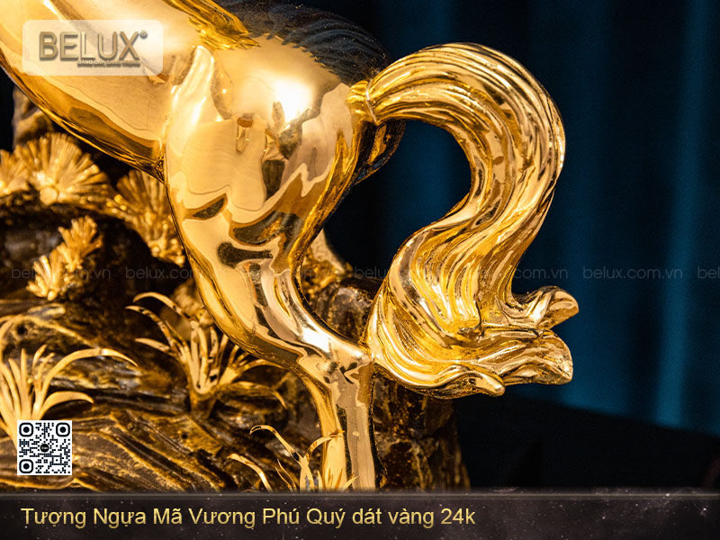 Tượng Ngựa Mã Vương Phú Quý Dát Vàng 24K